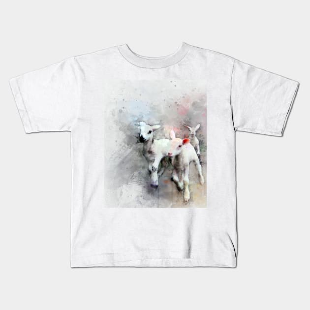 Three pet lambs Kids T-Shirt by WesternExposure